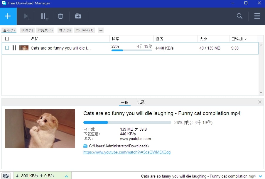 Free Download Manager 下载 Youtube 视频