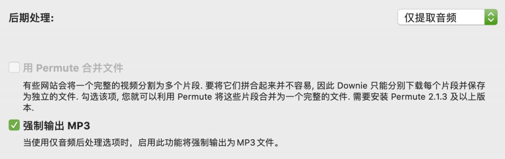 Downie 仅提取音频