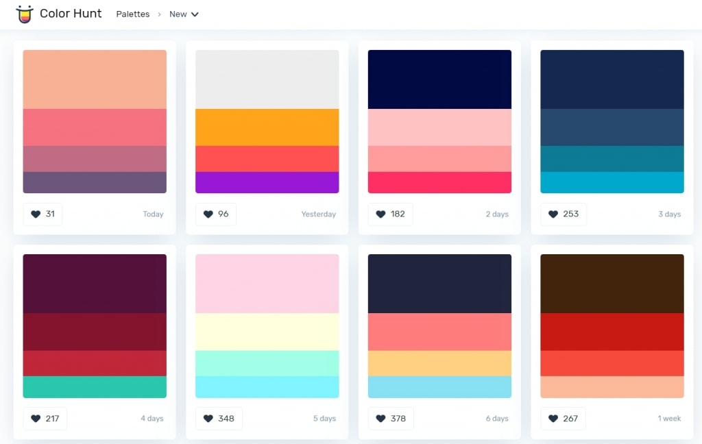 Colorhunt 配色方案收集网站