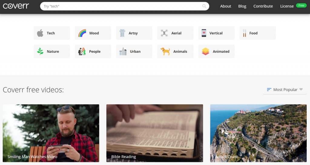 Coverr 无版权视频库