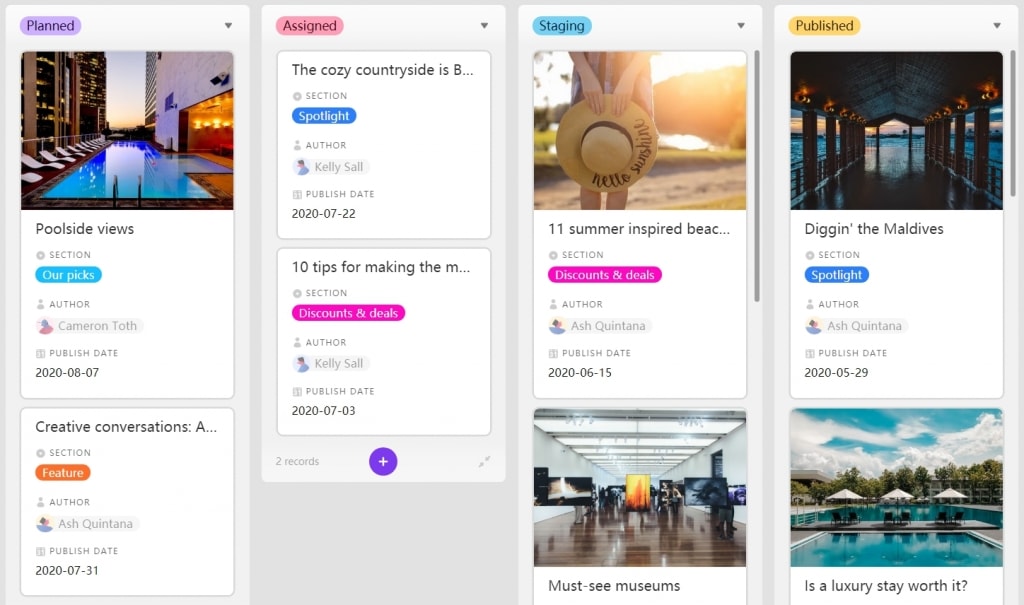 Airtable 看板视图