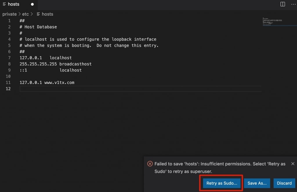 VS Code 修改hosts文件
