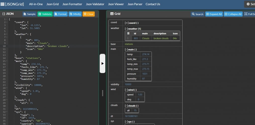JSON格式化工具 JSONGrid
