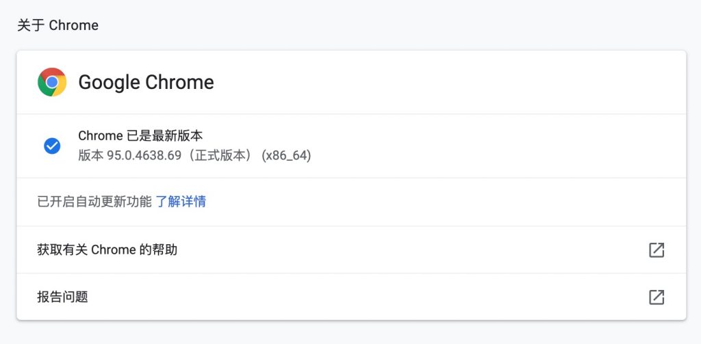 Chrome 查看版本信息